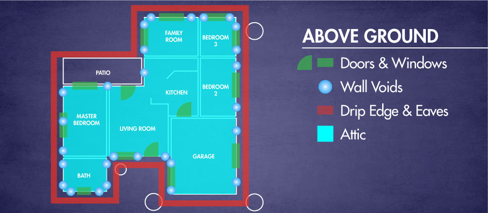 Above ground termite treatment floor plan